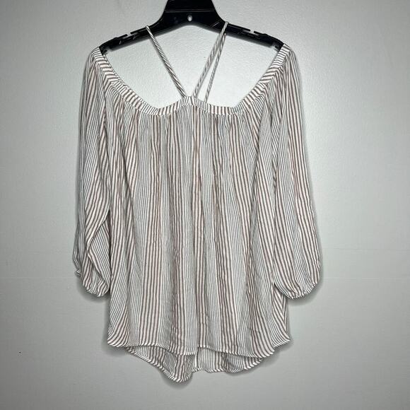 VICI Halter Off the Shoulder Peasant Top Blouse Size Medium Striped Flowy Boho - Picture 1 of 8